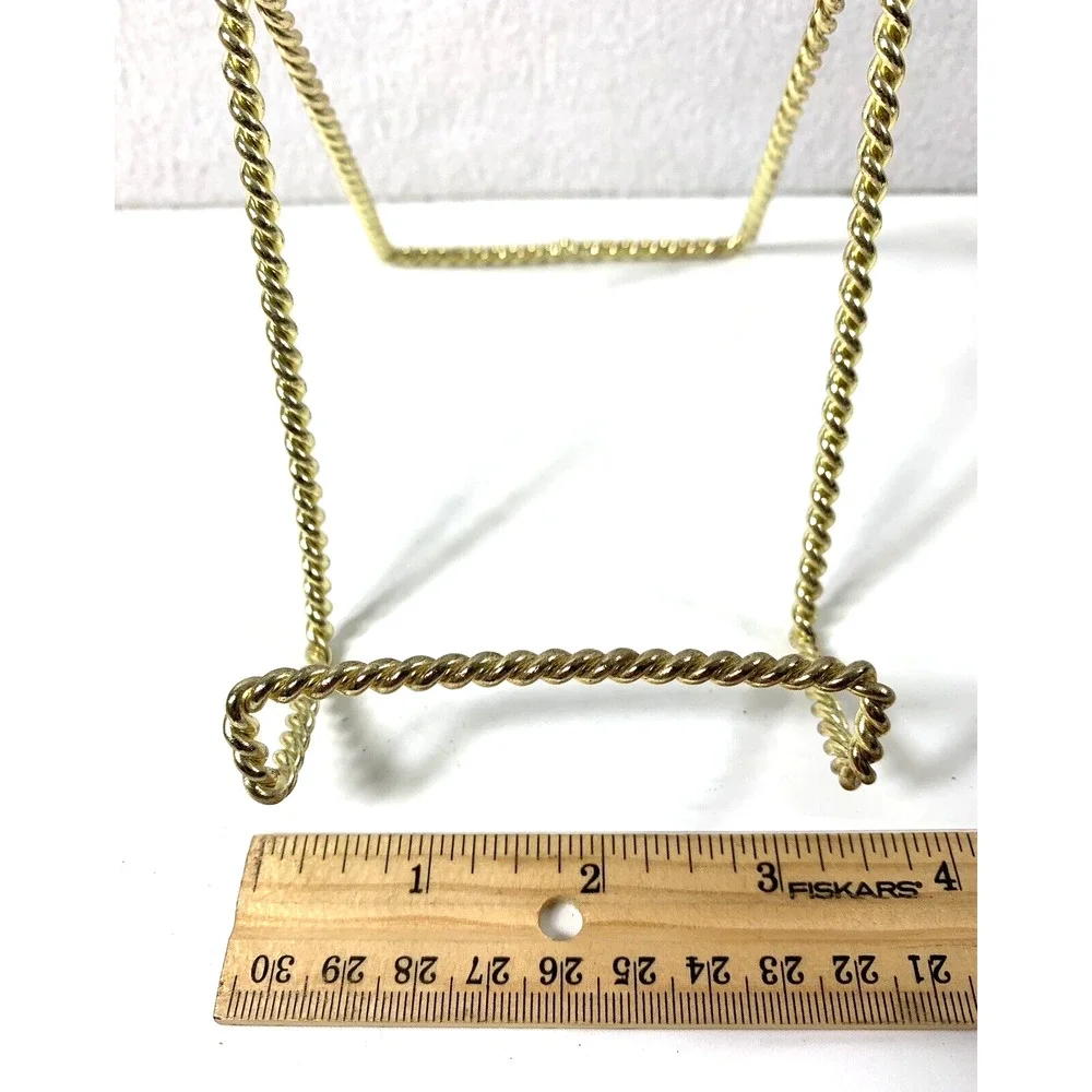2 Twisted Goldtone & 1 Twisted‎ Silvertone Wire Display Stands Plate Holders - Picture 10 of 13